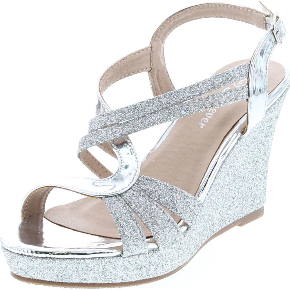 Forever Happy-09 Women's Glitter Strappy Wrapped Wedge Heel Platform Sandals