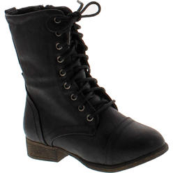 Link Beyonce-62K Children Girl's Comfort Lace Up Mid Calf Combat Boots