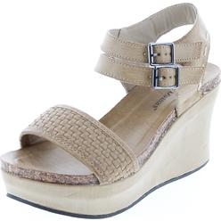 Pierre Dumas Hester-12 Women's Vegan Leather Double-Buckle Rounded-Toe Wedge Sandals