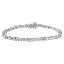 Haus of Brilliance .925 Sterling Silver Diamond Illusion-Set Miracle Plate Tennis Bracelet (I-J, I3) - 7" Choice of Carat Weight