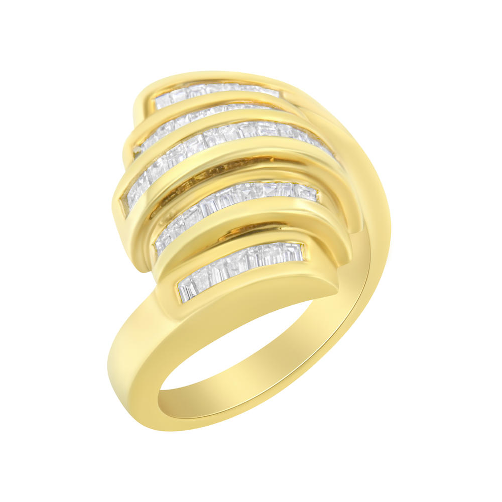 Haus of Brilliance 14K Yellow Gold 1ct TDW Baguette cut Diamond Bypass Ring (I-J,SI1-SI2)