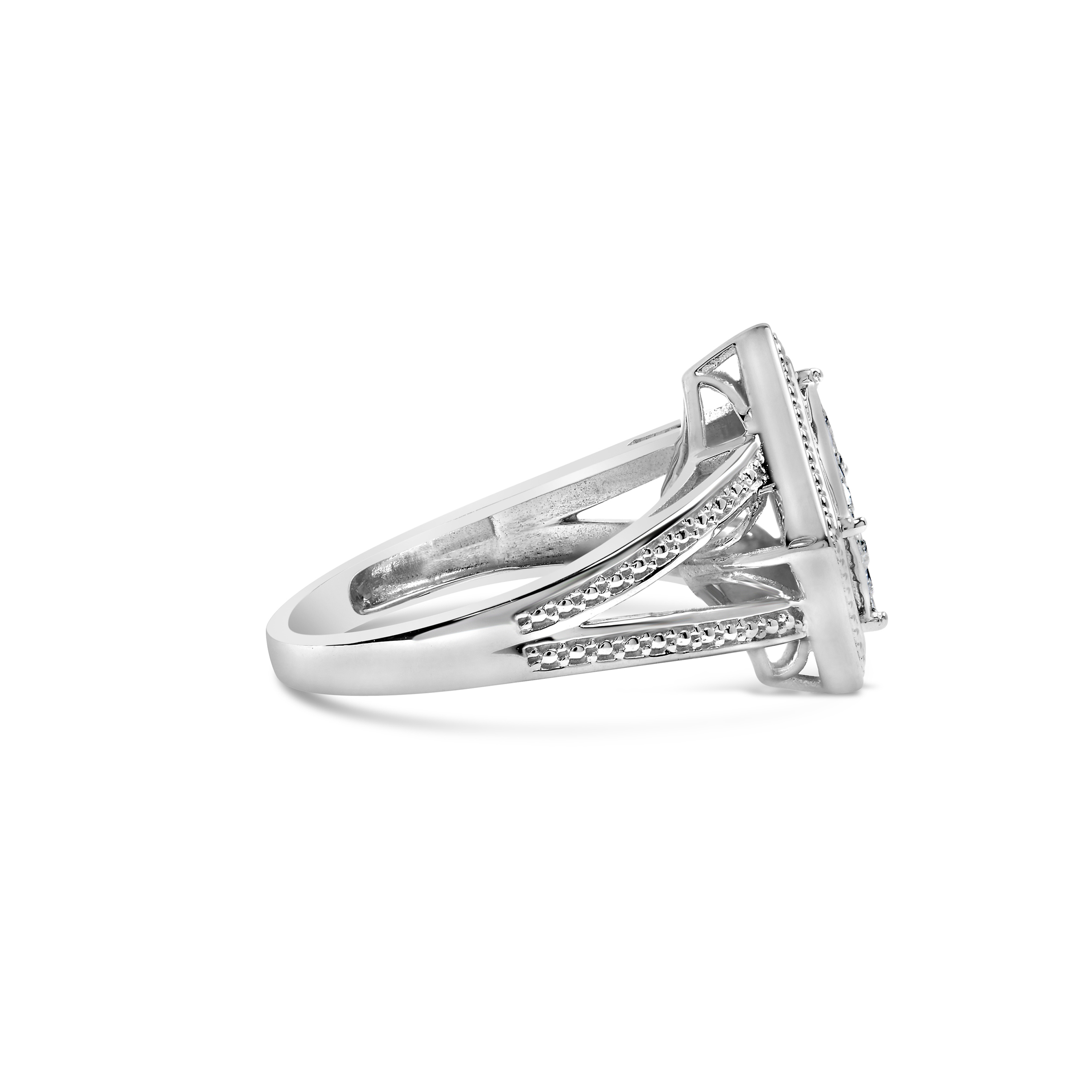 Haus of Brilliance Sterling Silver 1/3ct TDW Princess-Cut Diamond Ring (H-I,SI1-SI2)