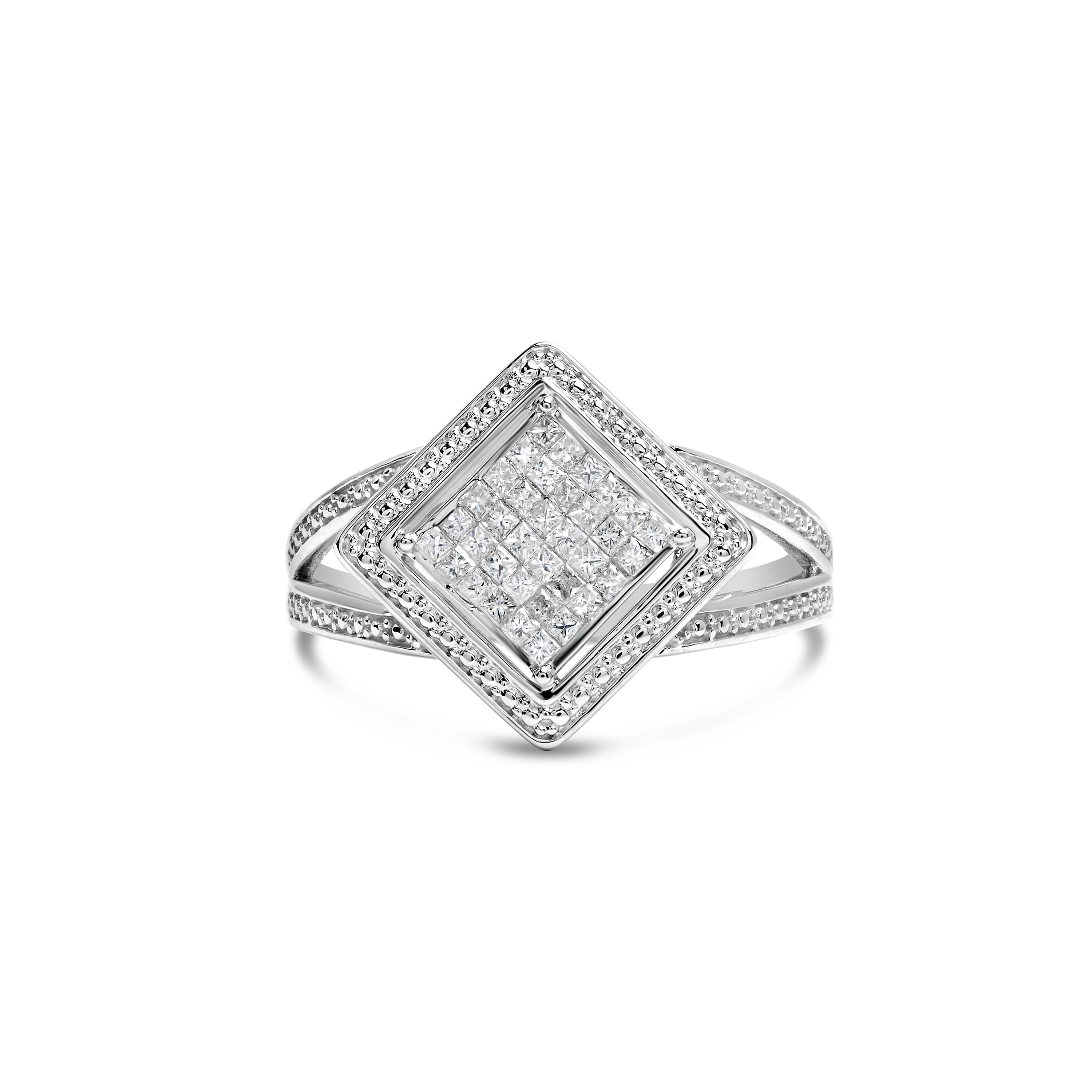 Haus of Brilliance Sterling Silver 1/3ct TDW Princess-Cut Diamond Ring (H-I,SI1-SI2)