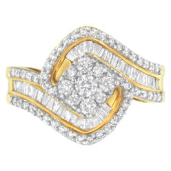 Haus of Brilliance 14K Yellow Gold 1ct. TDW Diamond Bypass Cluster Ring (H-I,SI2-I1)