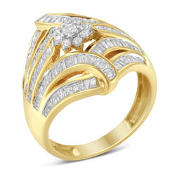 Haus of Brilliance Yellow Plated Sterling Silver 1 1/3ct. TDW Diamond Cocktail Ring (I-J, I2-I3)