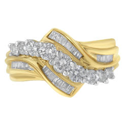 Haus of Brilliance 10K Two-Toned 1ct TDW  Diamond Bypass Ring(H-I,SI2-I1)