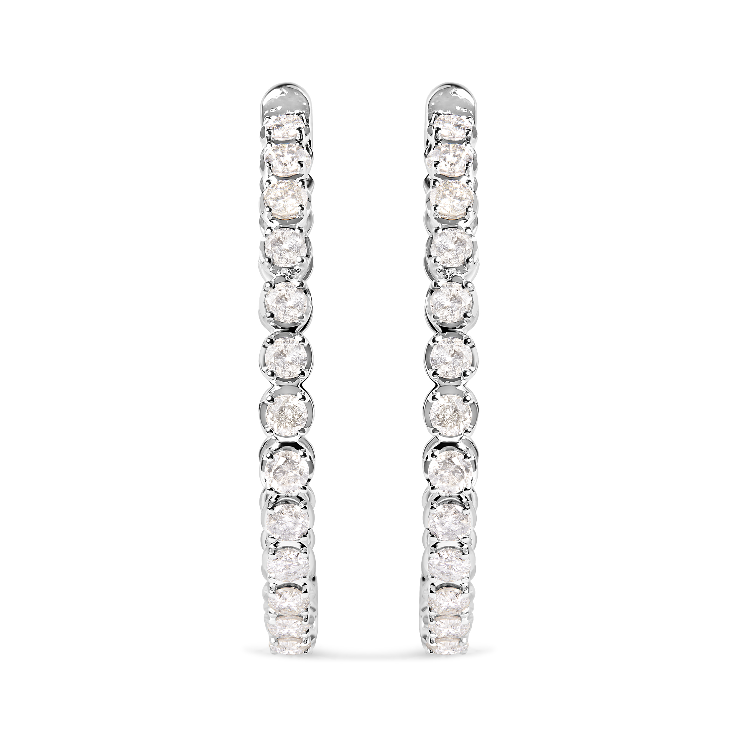 Haus of Brilliance Sterling Silver 7ct TDW Diamond Inside-Out Hoop Earring (I-J, I1-I2)