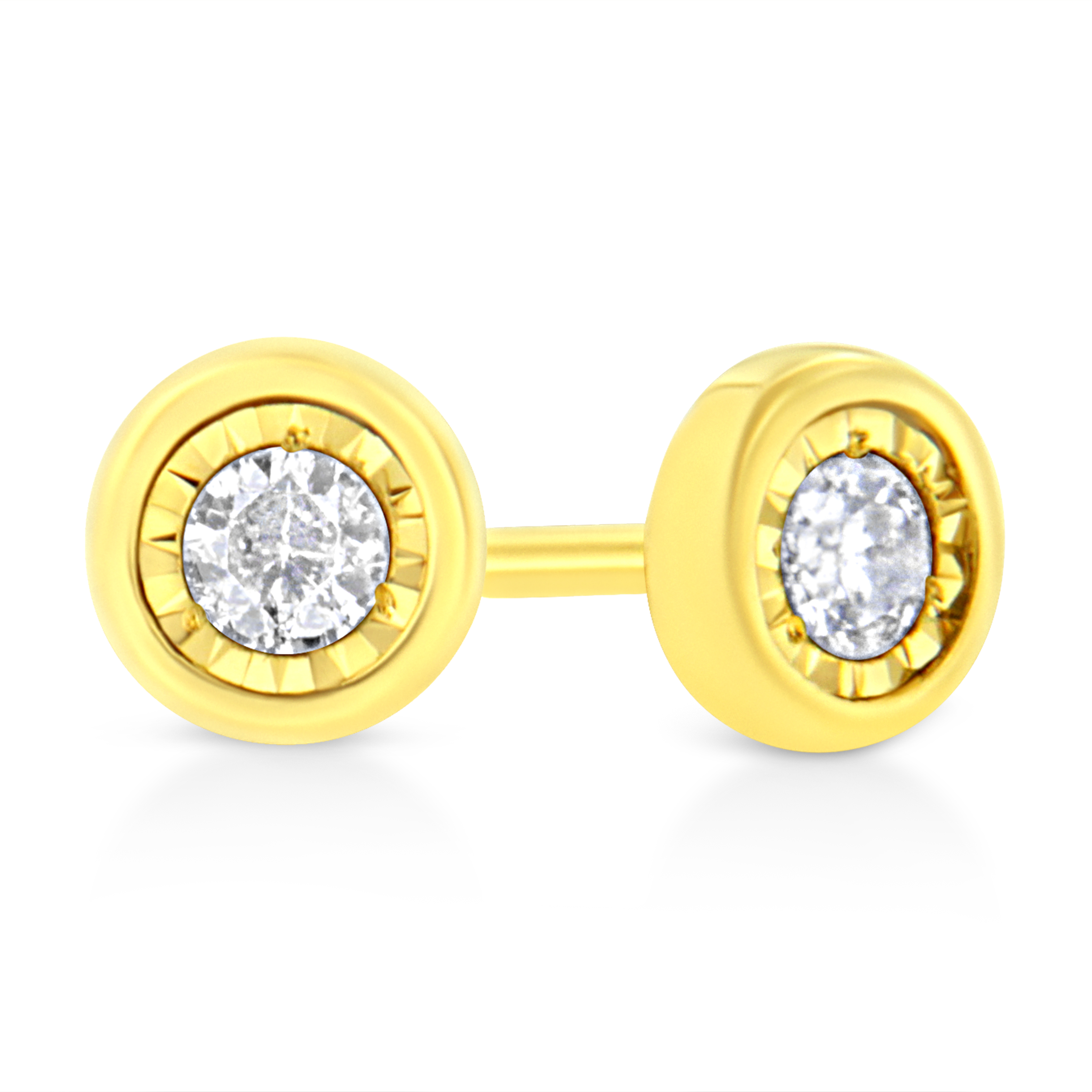 Haus of Brilliance 10K Yellow Gold Plated .925 Sterling Silver 1/10 Cttw Miracle-Set Diamond Circle Shape Stud Earrings (K-L Color, I2-I3 Clarity)