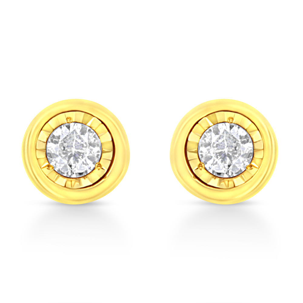 Haus of Brilliance 10K Yellow Gold Plated .925 Sterling Silver 1/10 Cttw Miracle-Set Diamond Circle Shape Stud Earrings (K-L Color, I2-I3 Clarity)