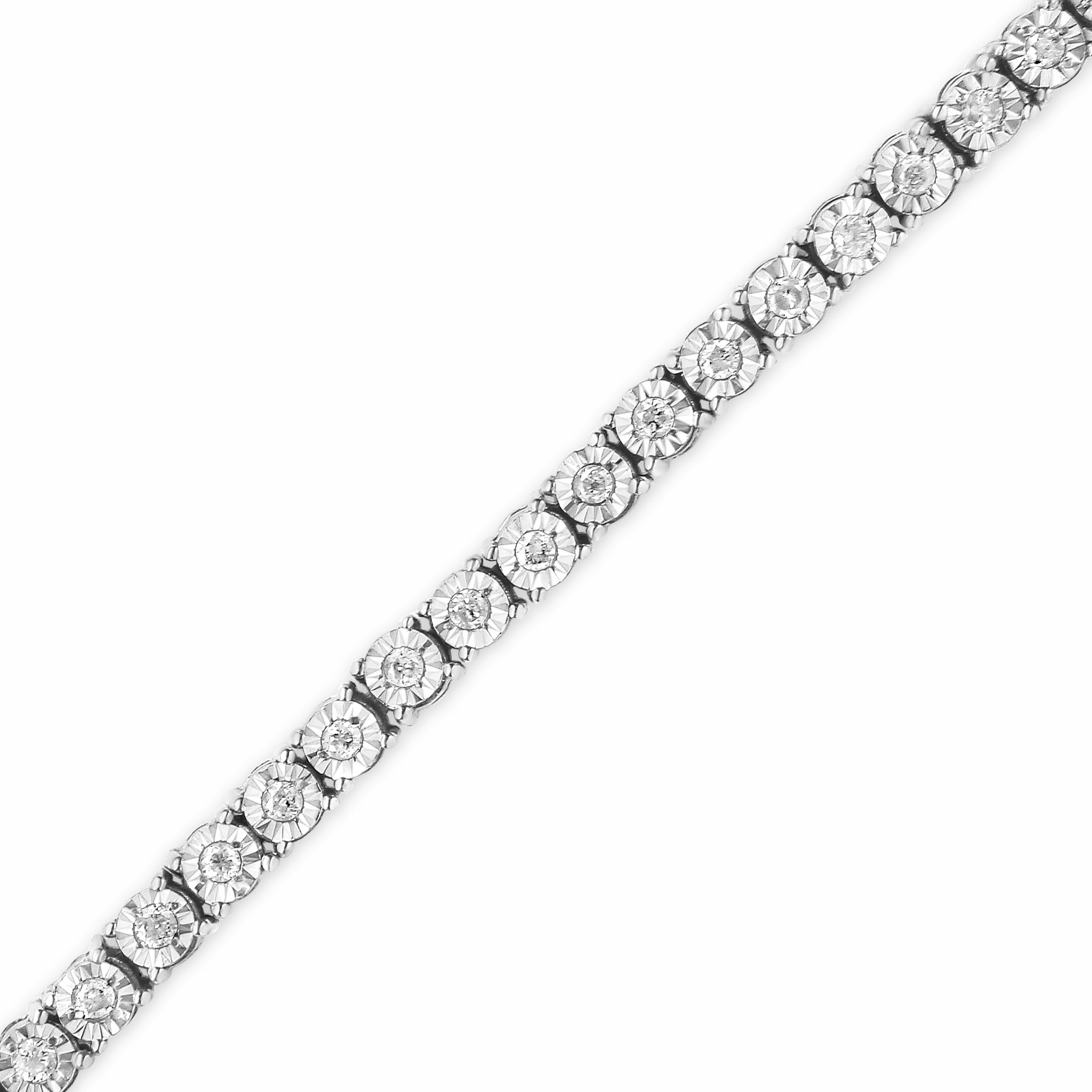 Haus of Brilliance .925 Sterling Silver Diamond Illusion-Set Miracle Plate Tennis Bracelet (I-J, I3) - 7" Choice of Carat Weight