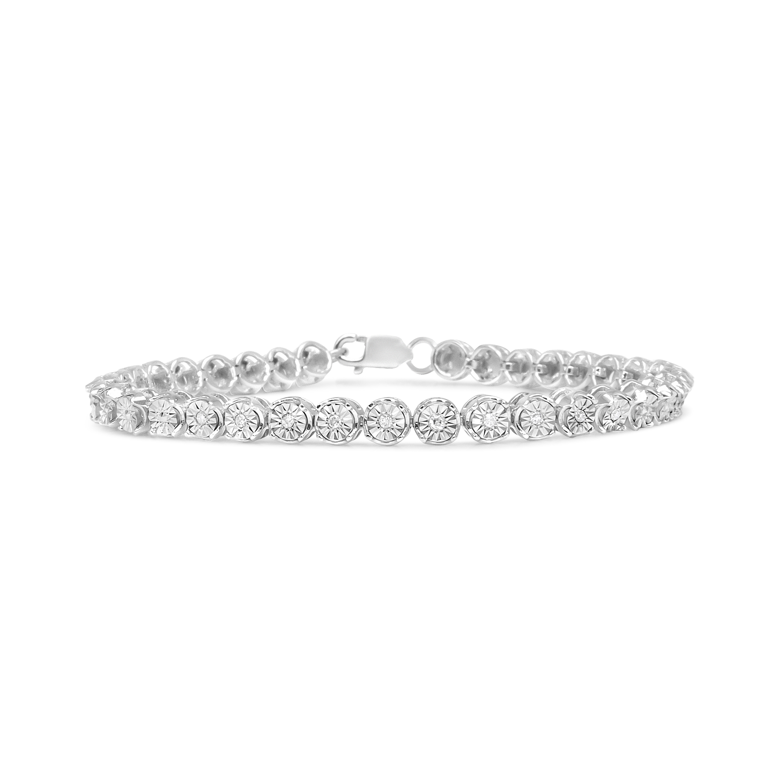 Haus of Brilliance .925 Sterling Silver 1/2 Cttw Round Miracle-Set Diamond Tennis Bracelet (I2-I3 Clarity, I-J Color) - 7.25"