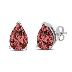 Haus of Brilliance 14K White Gold 1/2 Cttw Lab Grown Pink Pear Diamond 3 Prong Set Martini Solitaire Stud Earrings (Pink Color, VS2-SI1 Clarity)