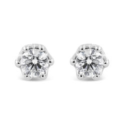 Haus of Brilliance 14K White Gold 1/2 Cttw Round Diamond Crown Stud Earring (I-J Color, I1-I2 Clarity)