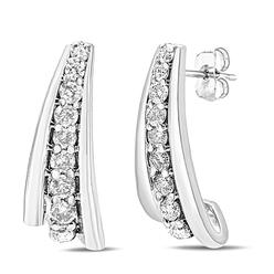Haus of Brilliance .925 Sterling Silver 1.00 Cttw Round Diamond Graduated Huggie Stud Earrings (I-J Color, I2-I3 Clarity)