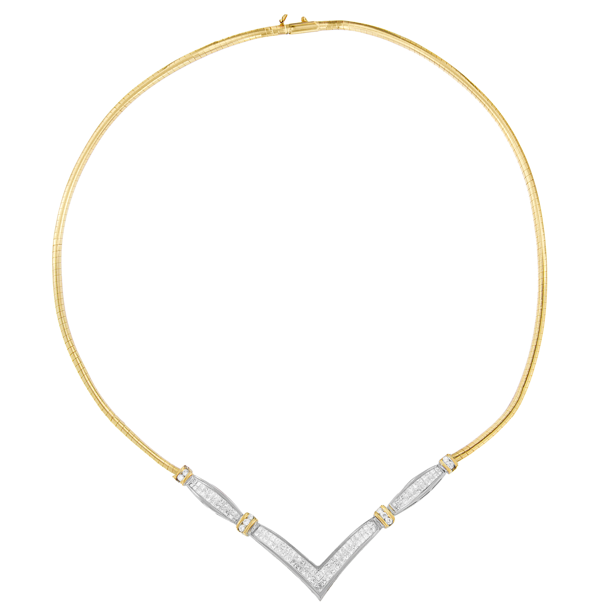 Haus of Brilliance 14K Yellow and White Gold 2.00 Cttw Round and Princess-Cut Diamond 'V' Shape Statement Necklace (H-I Color, SI2-I1 Clarity)- 18"