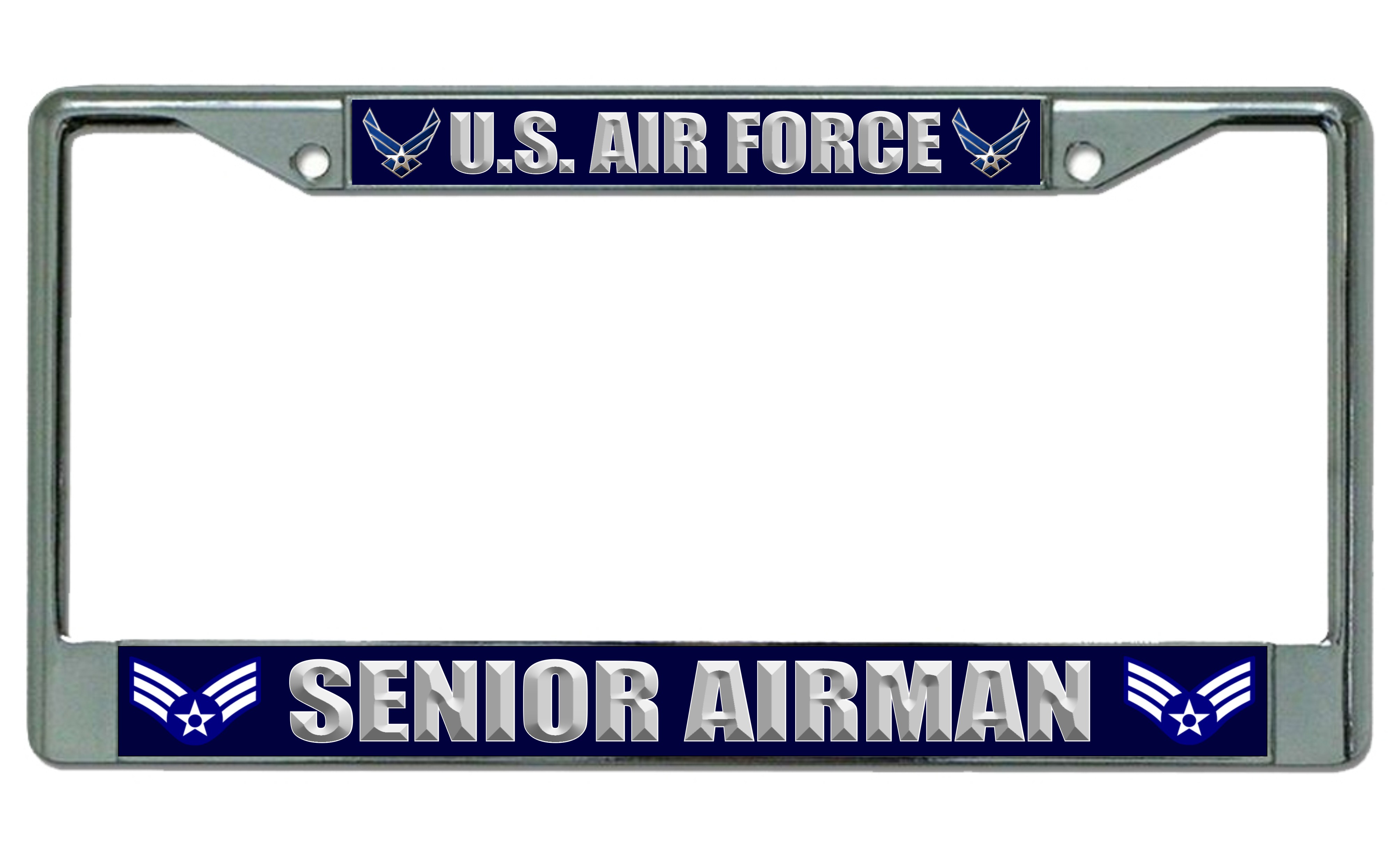 License Plates Online U.S. Air Force Senior Airman Photo License Frame.  Free Screw Caps Included