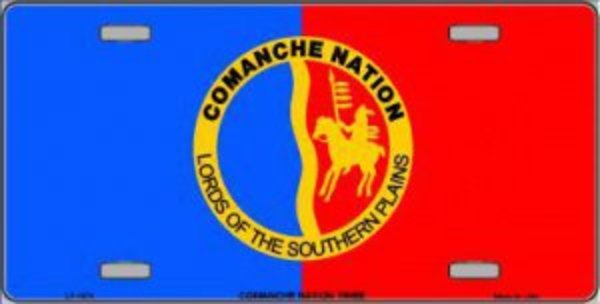 Smart Blonde Comanche Nation Flag Metal License Plate