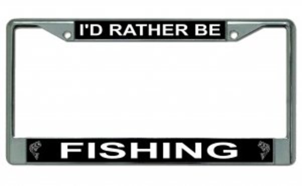 License Plates Online I'd Rather Be Fishing Photo License Plate Frame  Free Screw Caps with this Frame