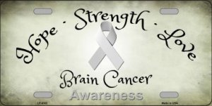 Smart Blonde Brain Cancer Ribbon Metal License Plate