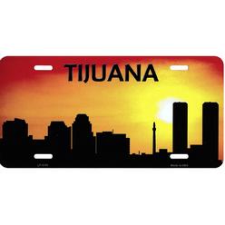 Smart Blonde Tijuana Skyline Silhouette Metal License Plate