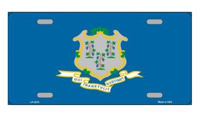 Smart Blonde Connecticut State Flag Metal License Plate