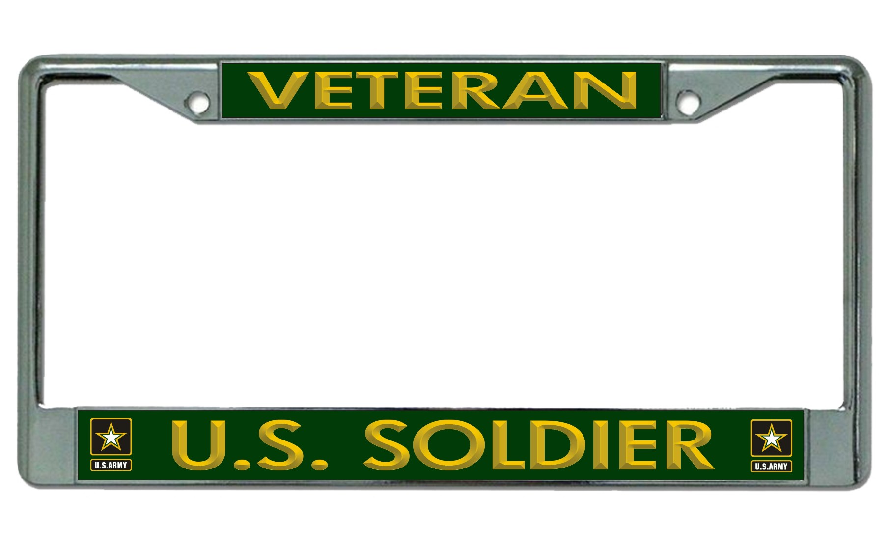 License Plates Online Army U.S. Soldier Veteran Chrome License Plate Frame