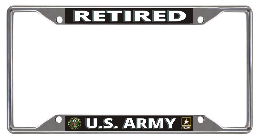 License Plates Online U.S. Army Retired Every State Chrome License Plate Frame