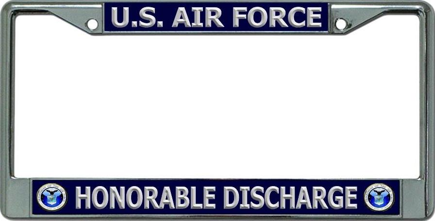 License Plates Online U.S. Air Force Honorable Discharge Chrome License Plate Frame