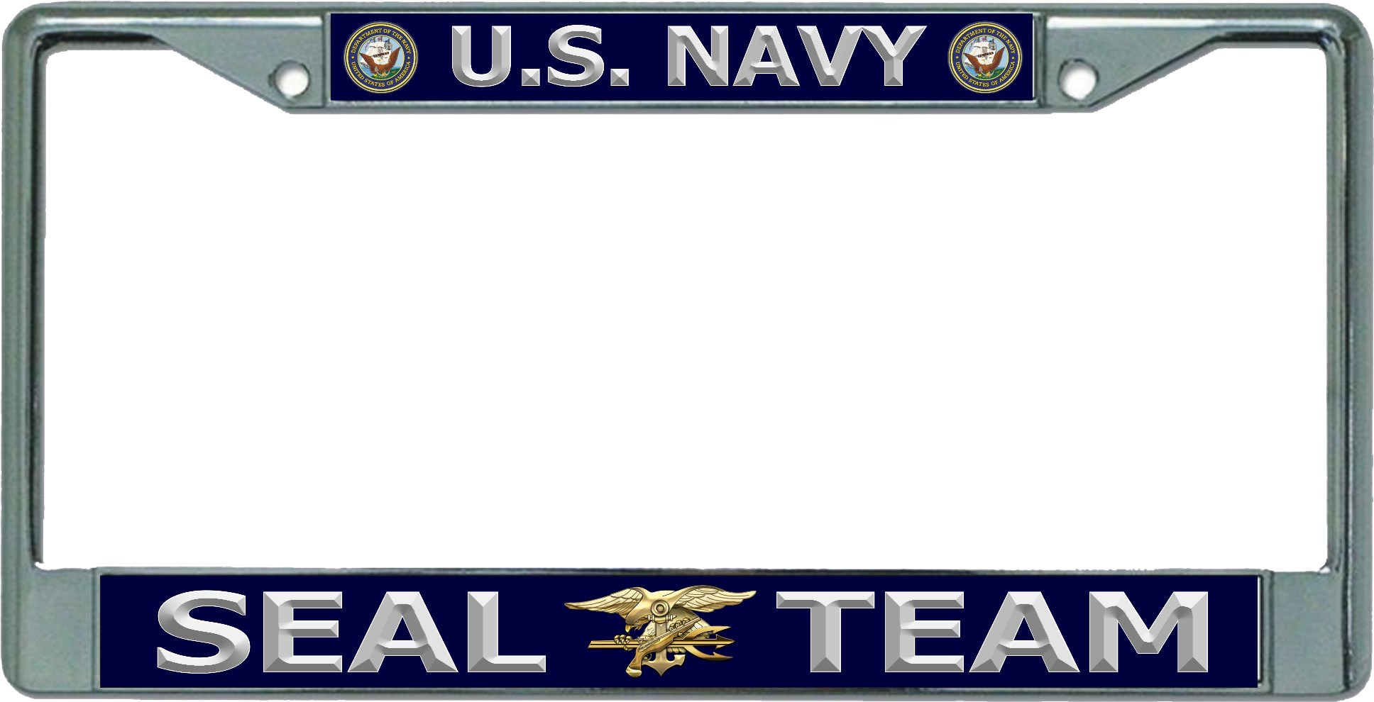 License Plates Online U.S. Navy Seal Team #2 Chrome License Plate Frame