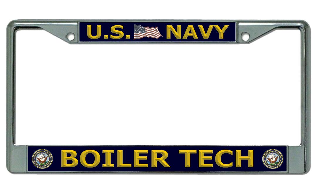 License Plates Online U.S. Navy Boiler Tech Chrome License Plate Frame