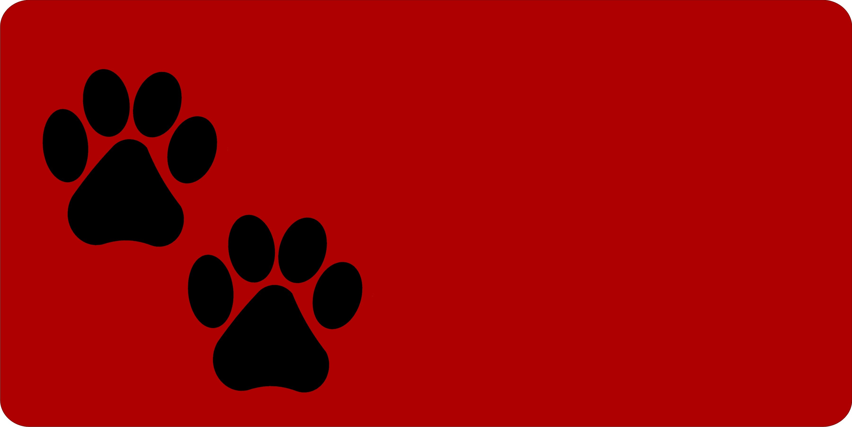 License Plates Online Black Paw Prints Offset On Red License Plate Free Personalization on this plate