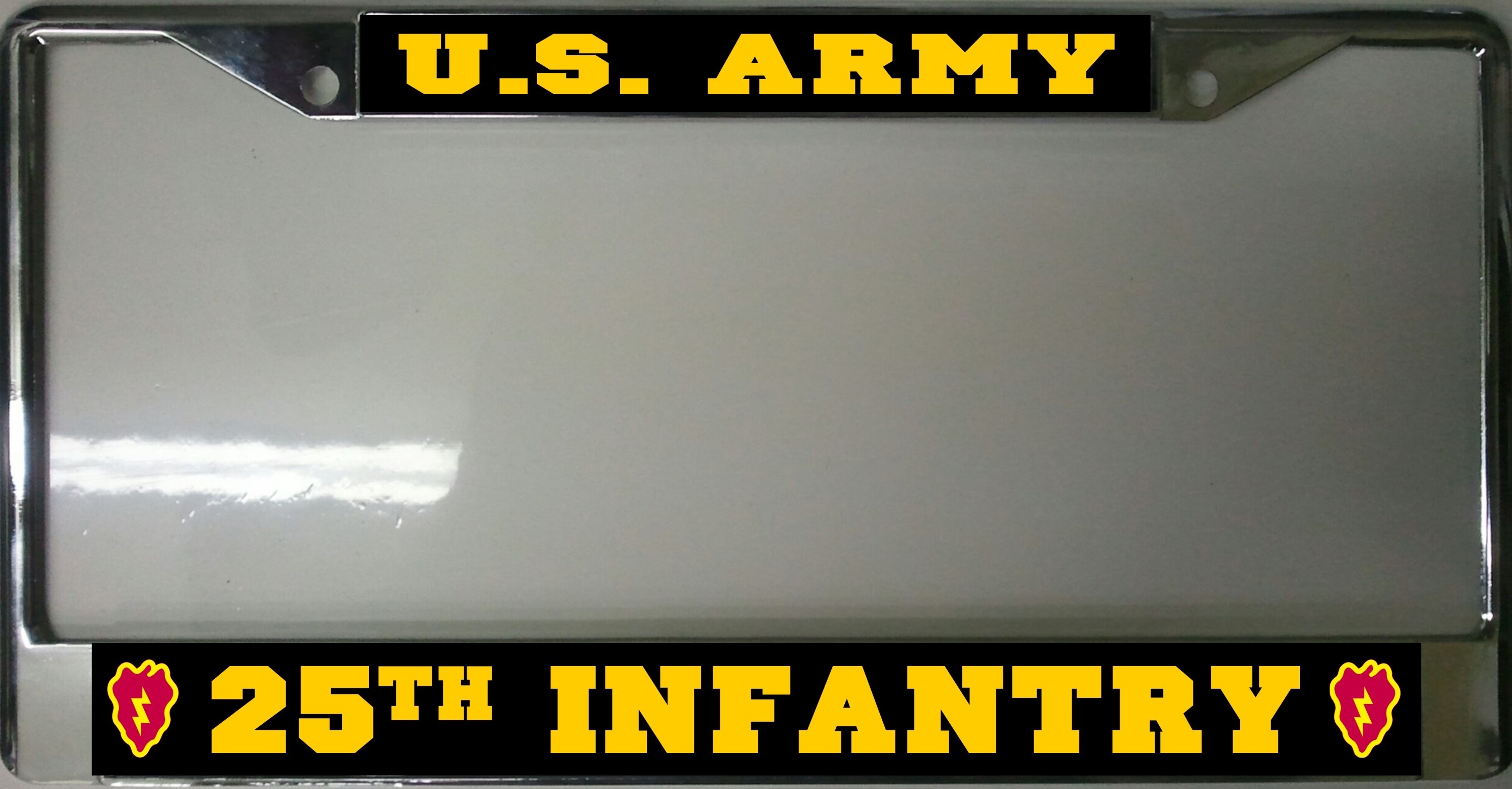 License Plates Online U.S. Army 25th Infantry Chrome Frame