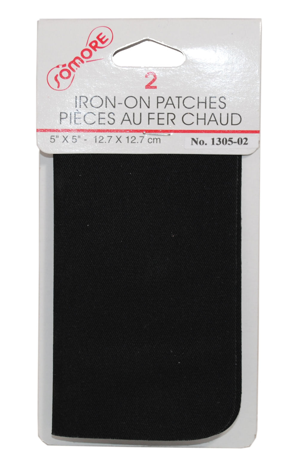 Somore 1305-02 2 Iron On Repair Patches Mends fabric Black 5" x 5"  #1305-02