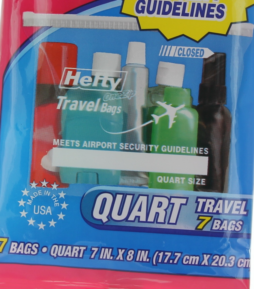 Hefty One Zip Travel Bags Quart Size Clear 14 Ct 2 Pks Tsa Roved