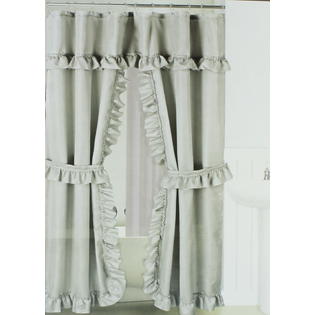 Better Home Platinum Ruffled Double Swag Shower Curtain