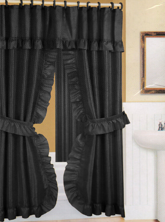 Better Home Black Ruffled Double Swag, Shower Curtains At Sears