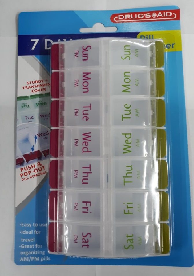 Drug's Aid 7 Day AM PM Pill Organizer Planner Two Times A Day
