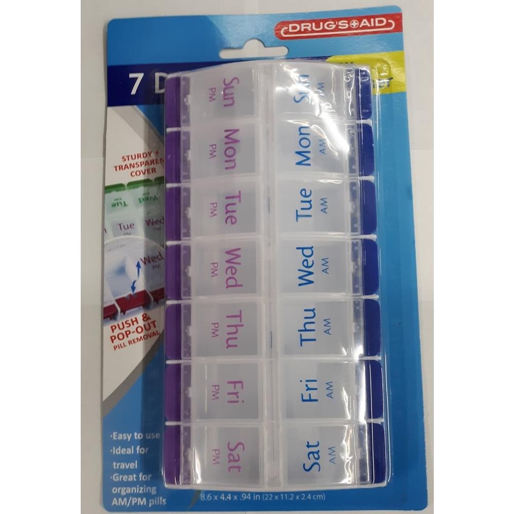 Drug's Aid 7 Day AM PM Pill Organizer Planner Two Times A Day