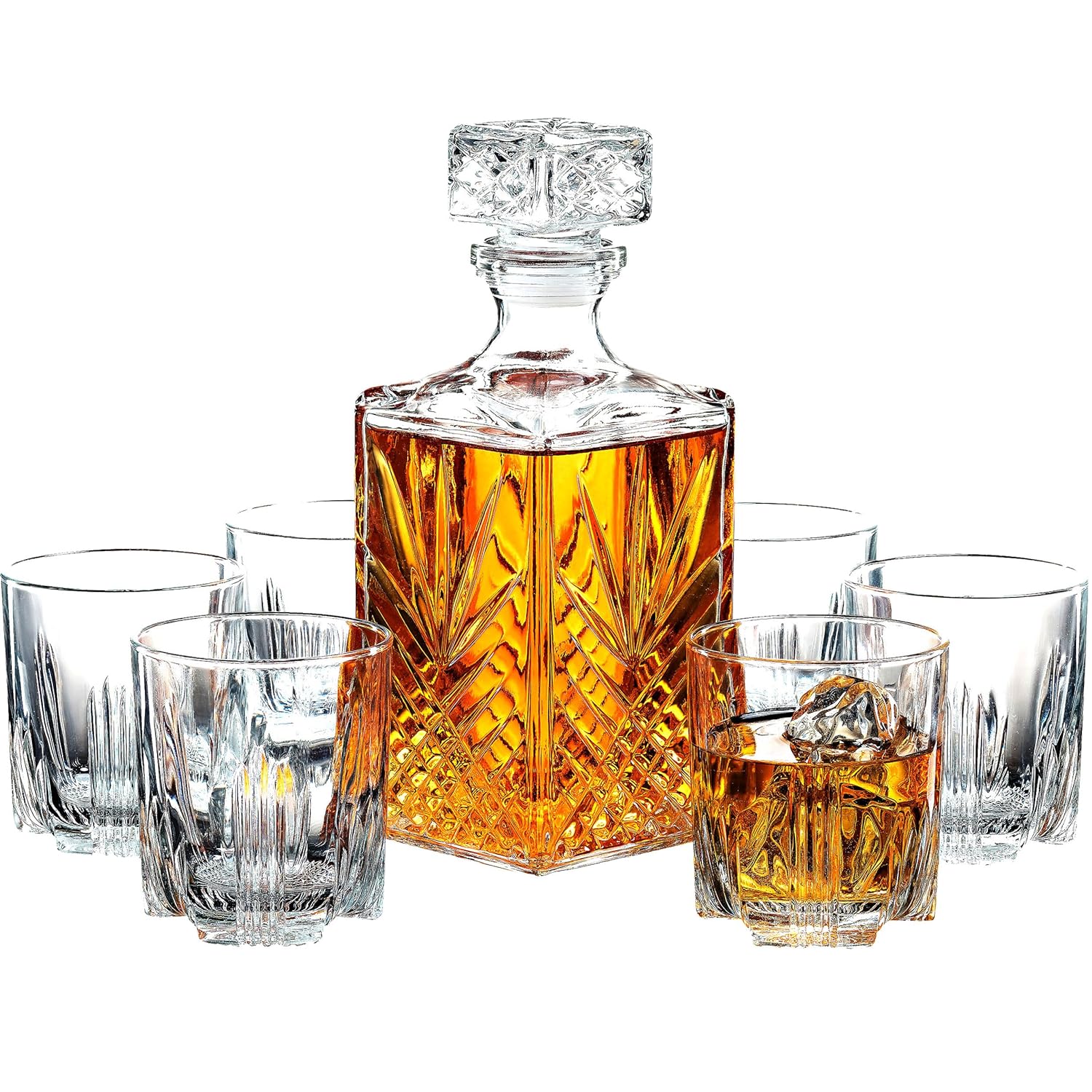 PN Brand 7pc Decanter & Whisky Glasses