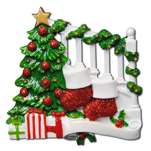 polar x bannister with 2 stockings personalized christmas ornament