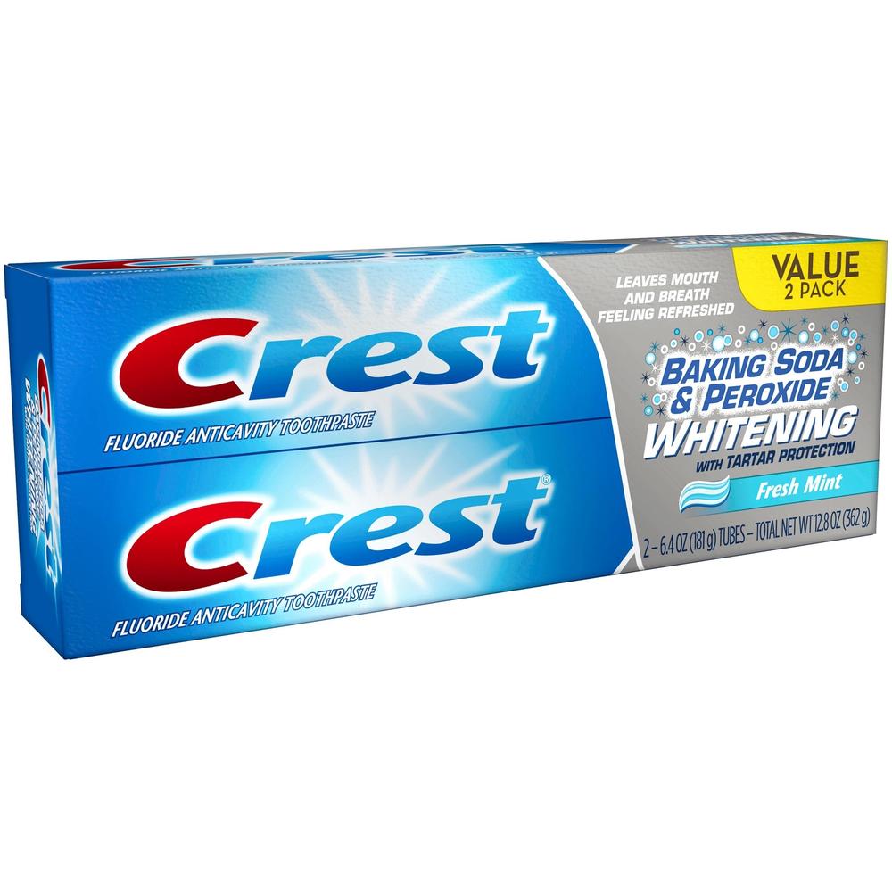 Crest Baking Soda & Peroxide Whitening Toothpaste, Fresh Mint, 6.4 oz, 2 PACK
