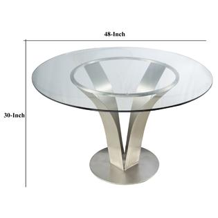 48 Inch Dining Table With Round Glass, 48 Round Stainless Steel Table Top