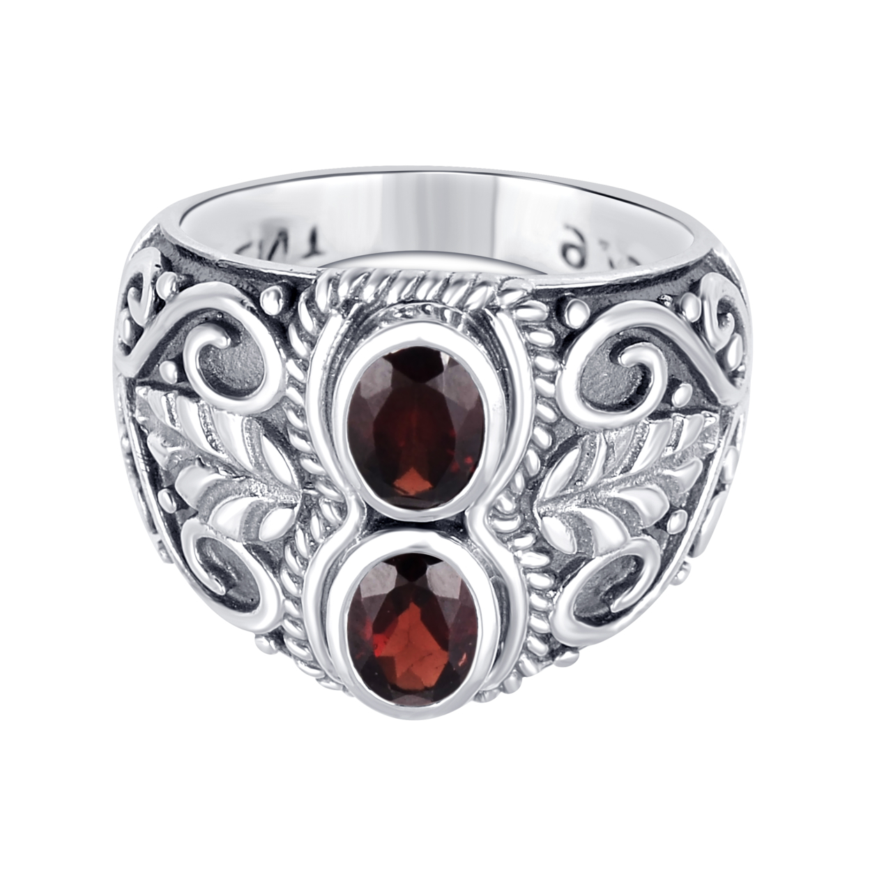 Orchid Jewelry 1.99 Ctw Red Garnet 925 Sterling Silver Filigree Ring For  Women