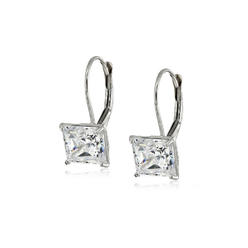 yeidid-international 2.50 CTTW Princess Cut Swarovski Elements Crystal Leverback Earrings