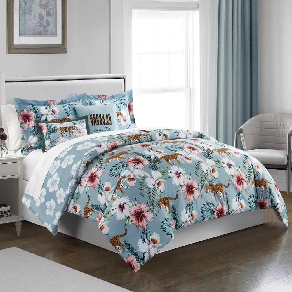 Chic Home Vibrant Floral Print 5 or 4 piece Reversible Comforter Set