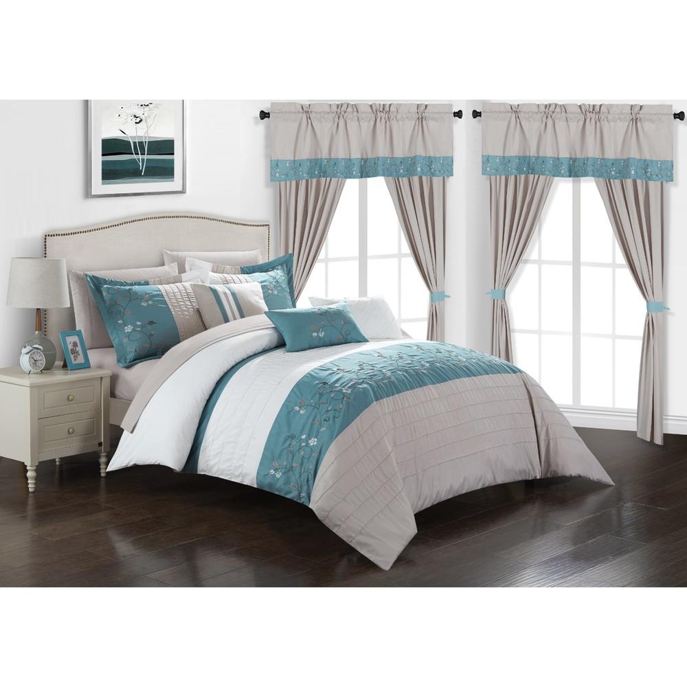 Chic Home Sonita 20-Piece Bedding Set With Comforter, Sheets and Curtains, Mult. Colors