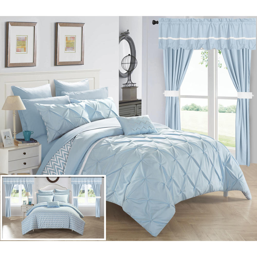 Chic Home 20 Piece Fortville Complete Bed room in a bag super set. Pinch pleated design REVERSIBLE Comforter Set with