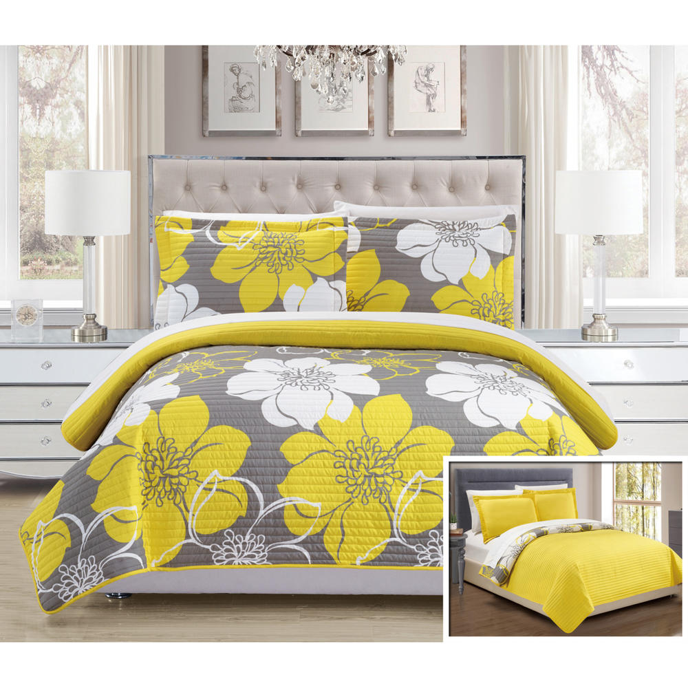 Chic Home Floral Printed Quilt Set Multiple Colors