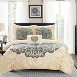 Chic Home Mindy 8 or 6 Piece Reversible Duvet Cover Set Large Scale Boho Inspired Medallion Paisley Print Design Bed in a Bag