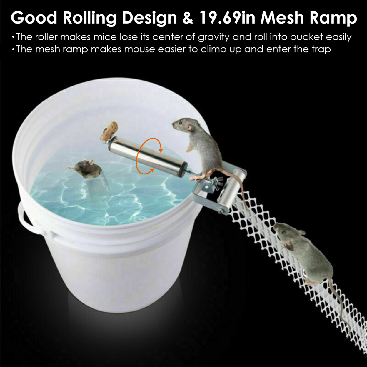 GLOBAL PHOENIX MoreGPCT3028 Reusable Mice Rat Mouse Killer Roll Trap Log  Rolling Mouse Catcher Rodent Traps Mouse Control 19.69in Mesh Ramp For Mice  Rats